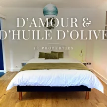 Chambre du logement D'amour et d'huile d'Olive à Pujaut, aux tons vert olive